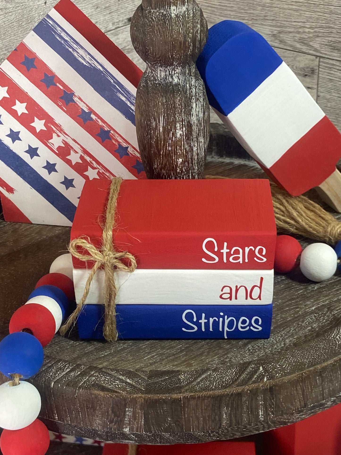 Stars and Stripes - Small Tiered Tray Book Stack