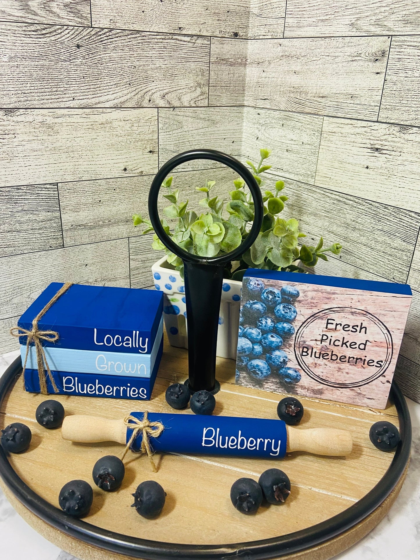 Locally Grown Blueberries - Medium Tiered Tray Book Stack