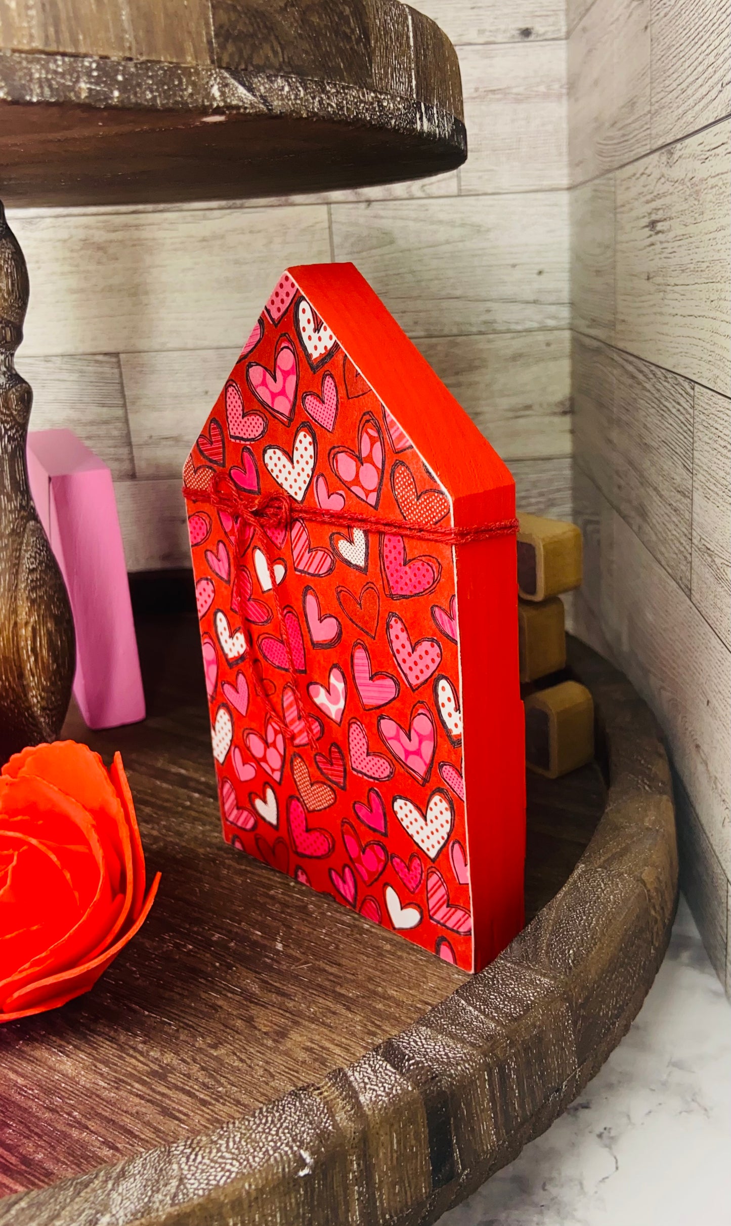 Red with Hearts Large House