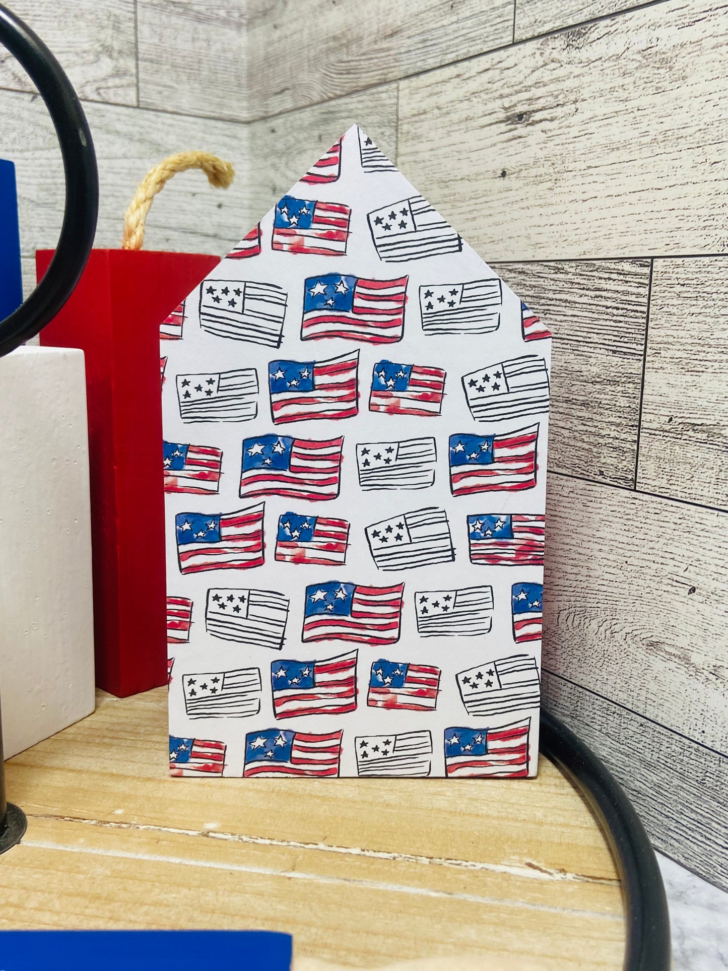American Flags - Large Tiered Tray House