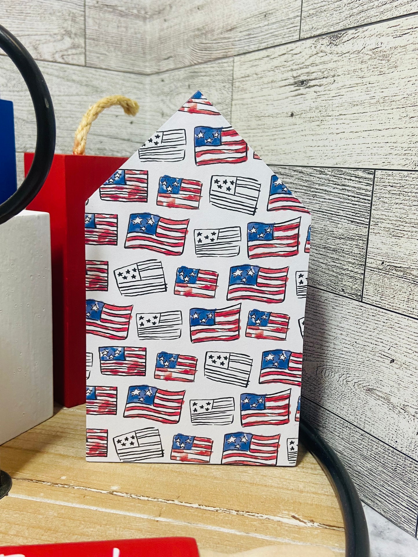 American Flags - Large Tiered Tray House