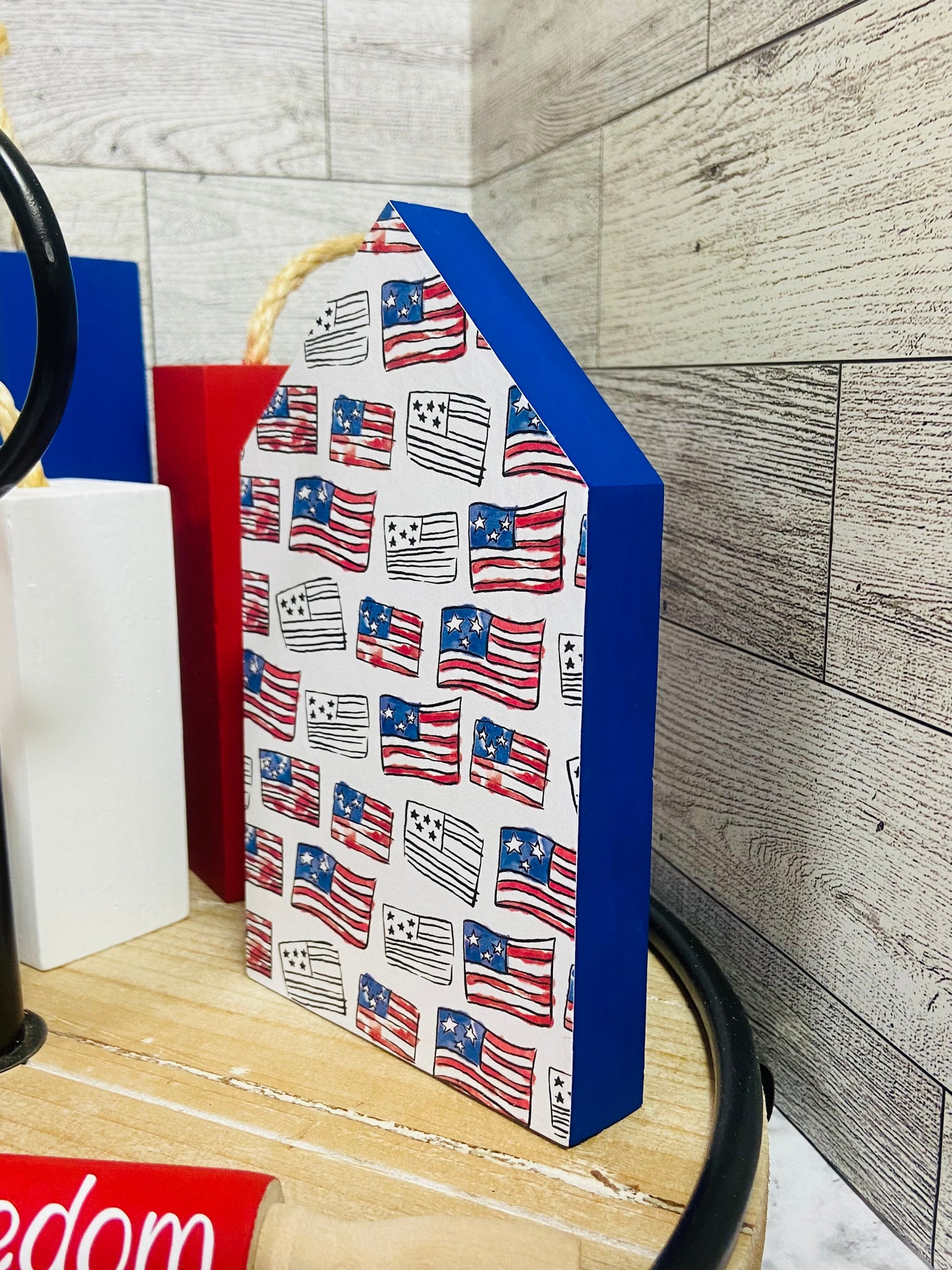 American Flags - Large Tiered Tray House