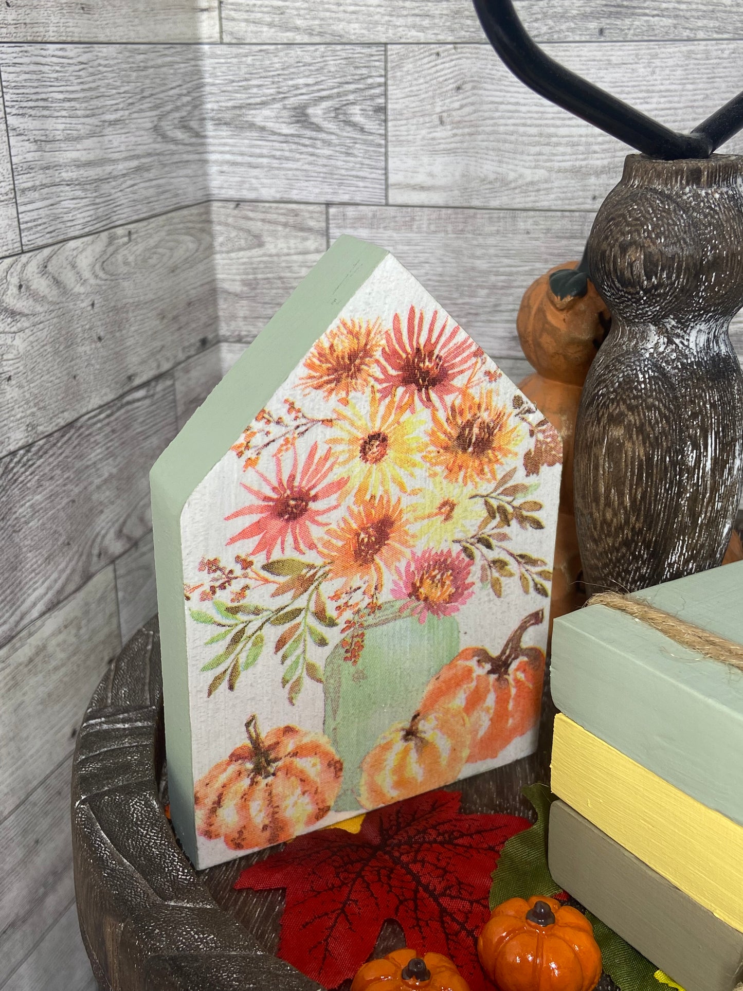 Flowers in a Jar - Medium Fall Tiered Tray House