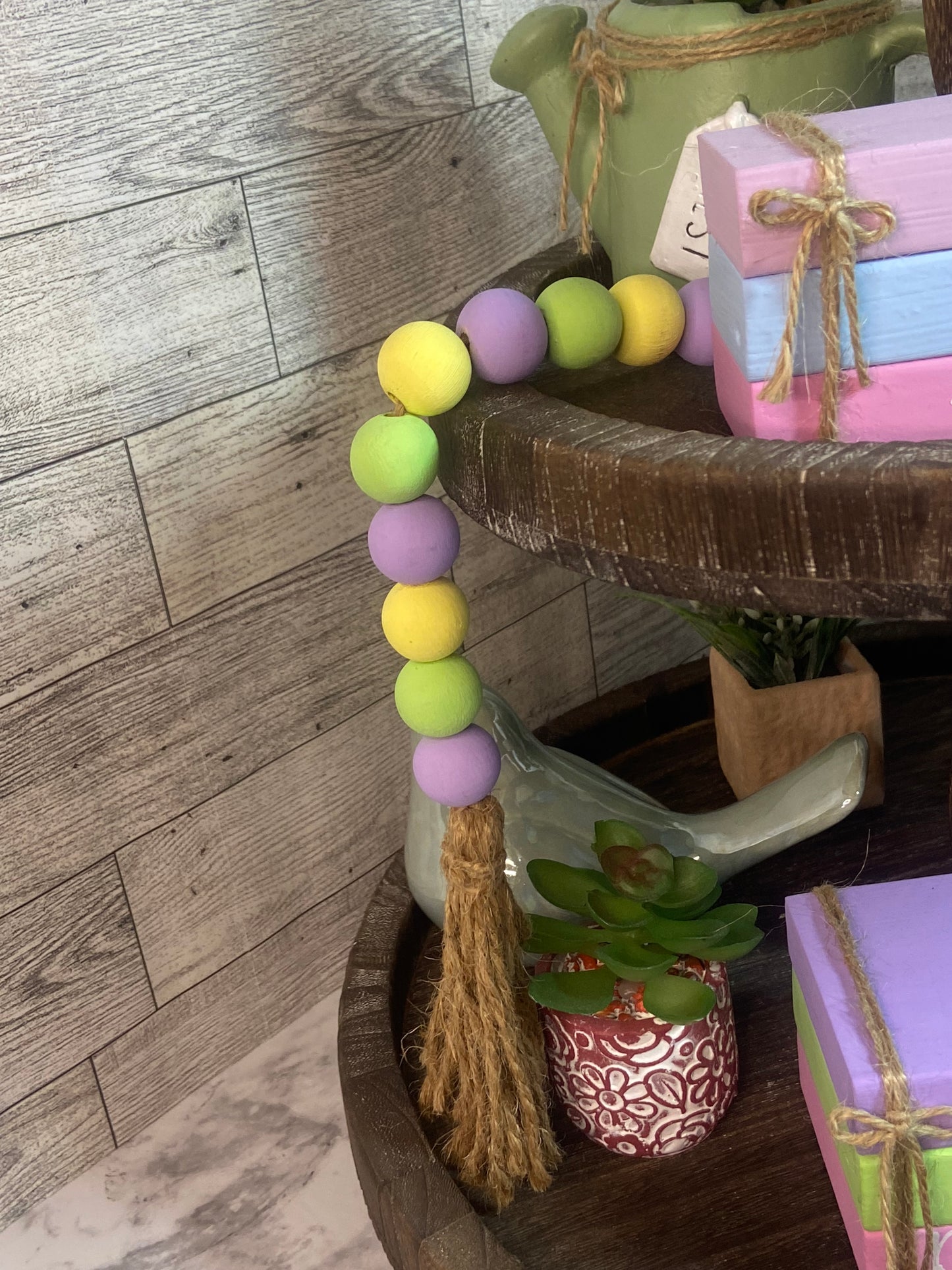 Purple, Spring Green, Bright Yellow - Tiered Tray Garland
