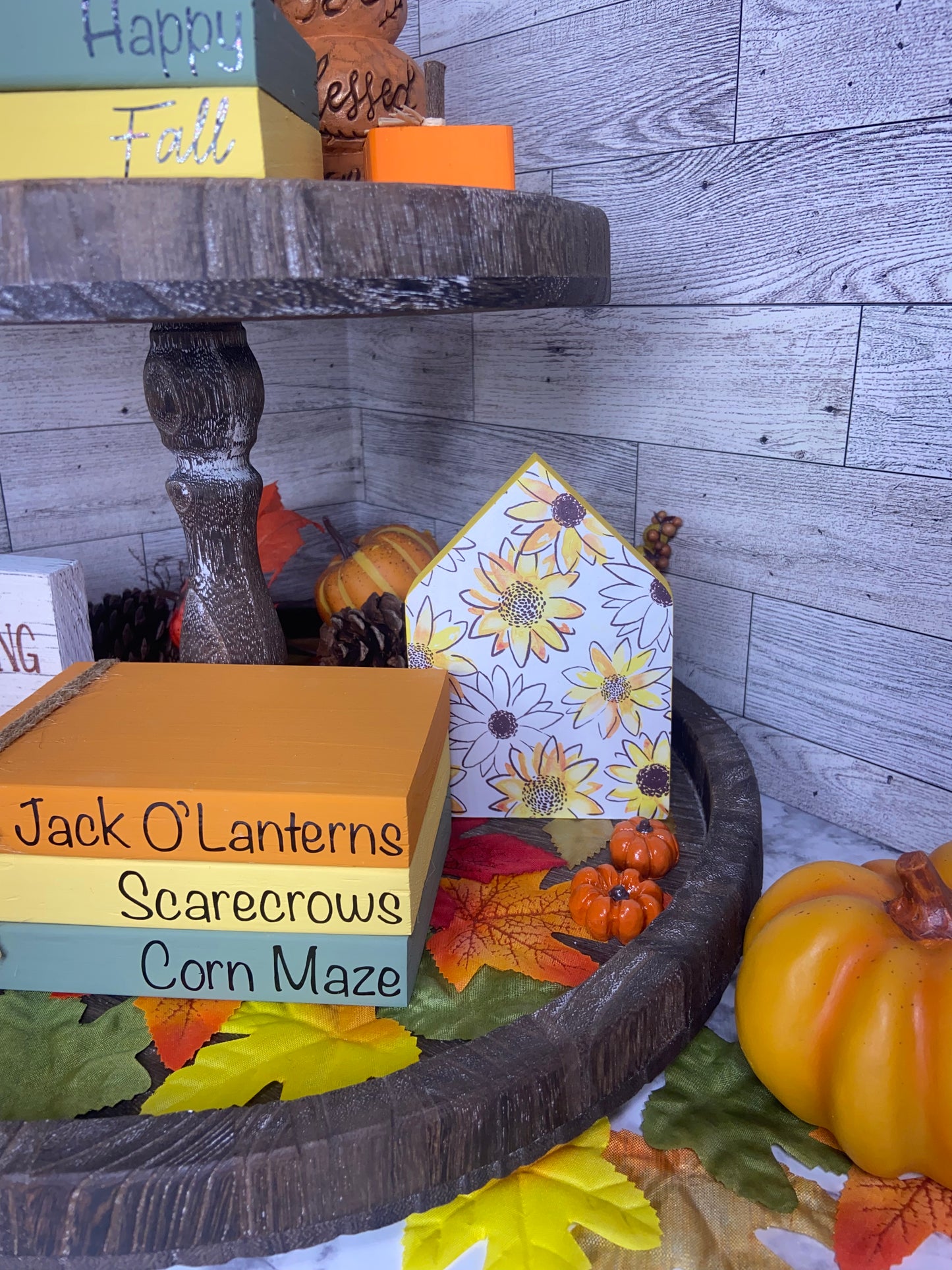 Jack O’Lanterns Scarecrows Corn Maze - Large Tiered Tray Book Stack