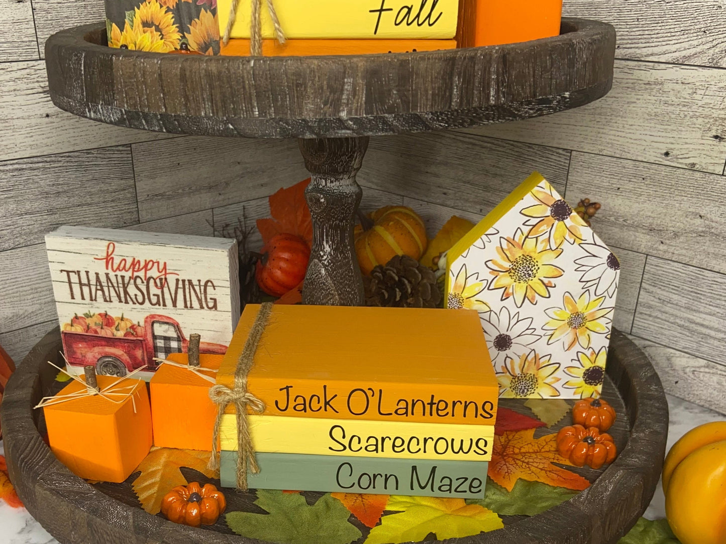 Jack O’Lanterns Scarecrows Corn Maze - Large Tiered Tray Book Stack