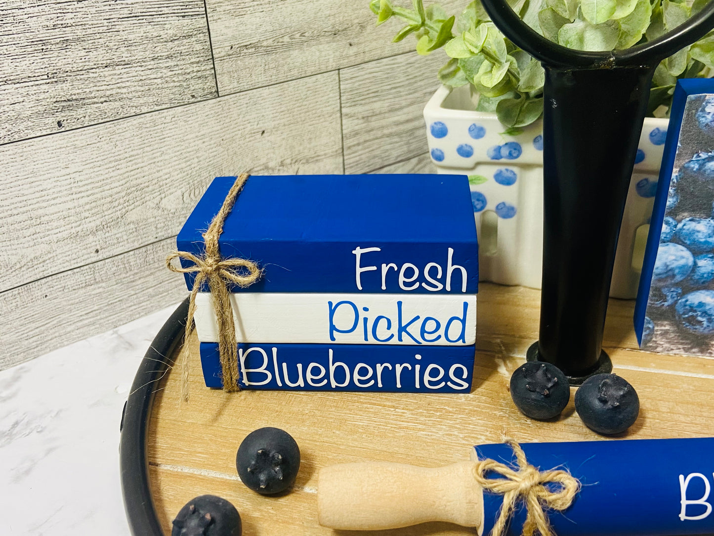Fresh Picked Blueberries - Small Tiered Tray Book Stack