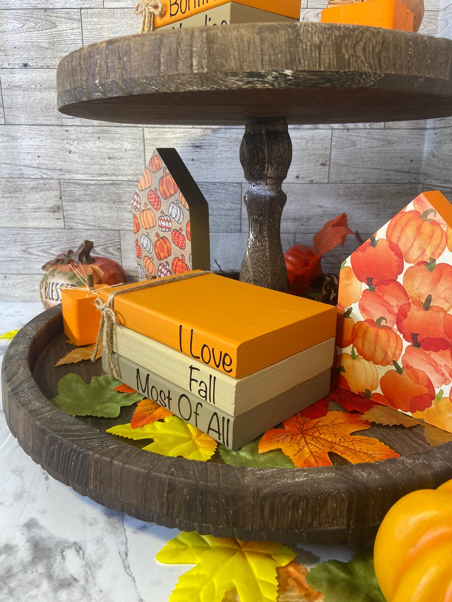 I Love Fall Most Of All - Large Fall Tiered Tray Book Stack