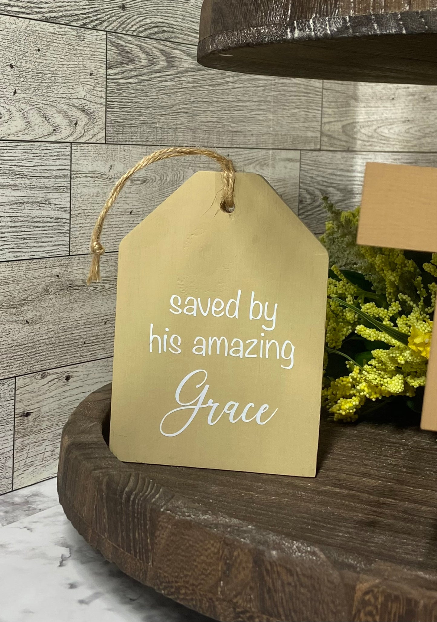 Saved By His Amazing Grace - Tiered Tray Tag