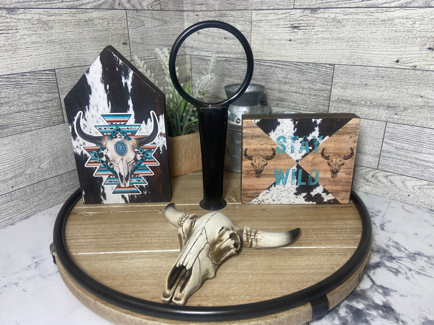 Stay Wild Cow Print - Tiered Tray Sign