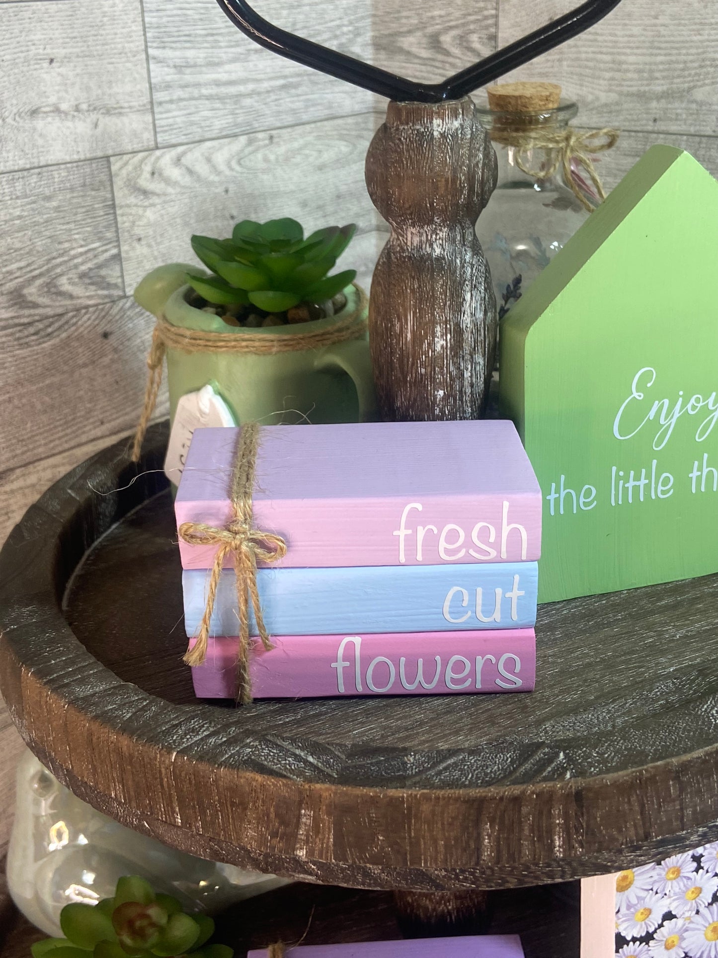 Fresh Cut Flowers - Small Tiered Tray Book Stack
