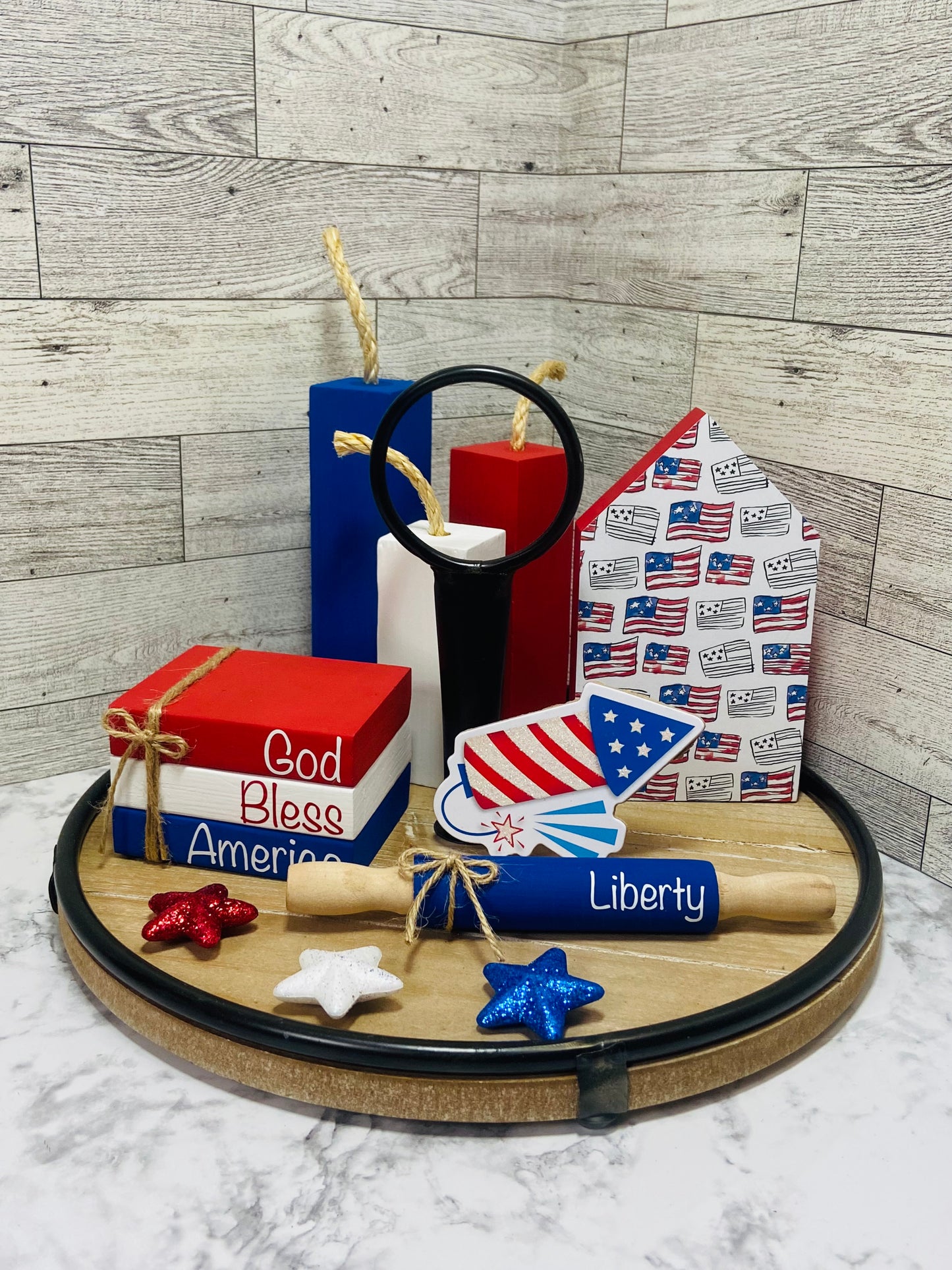 American Flags - Large Tiered Tray House