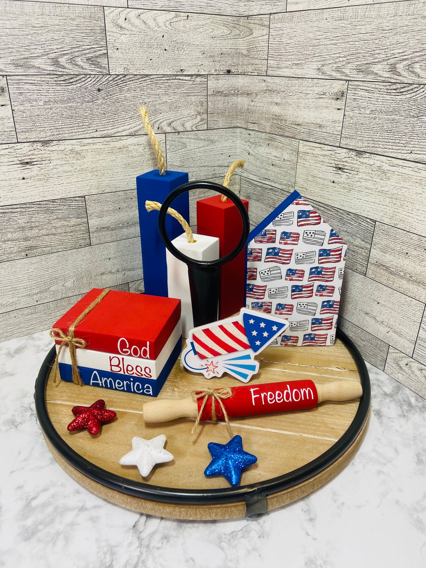 American Flags - Large Tiered Tray House