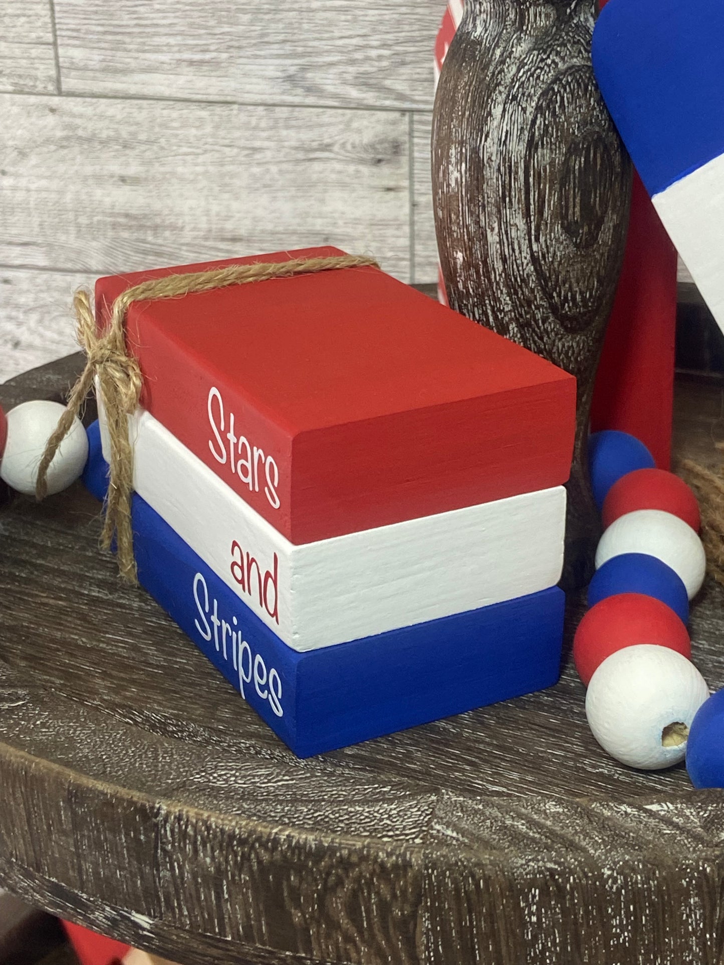 Stars and Stripes - Small Tiered Tray Book Stack