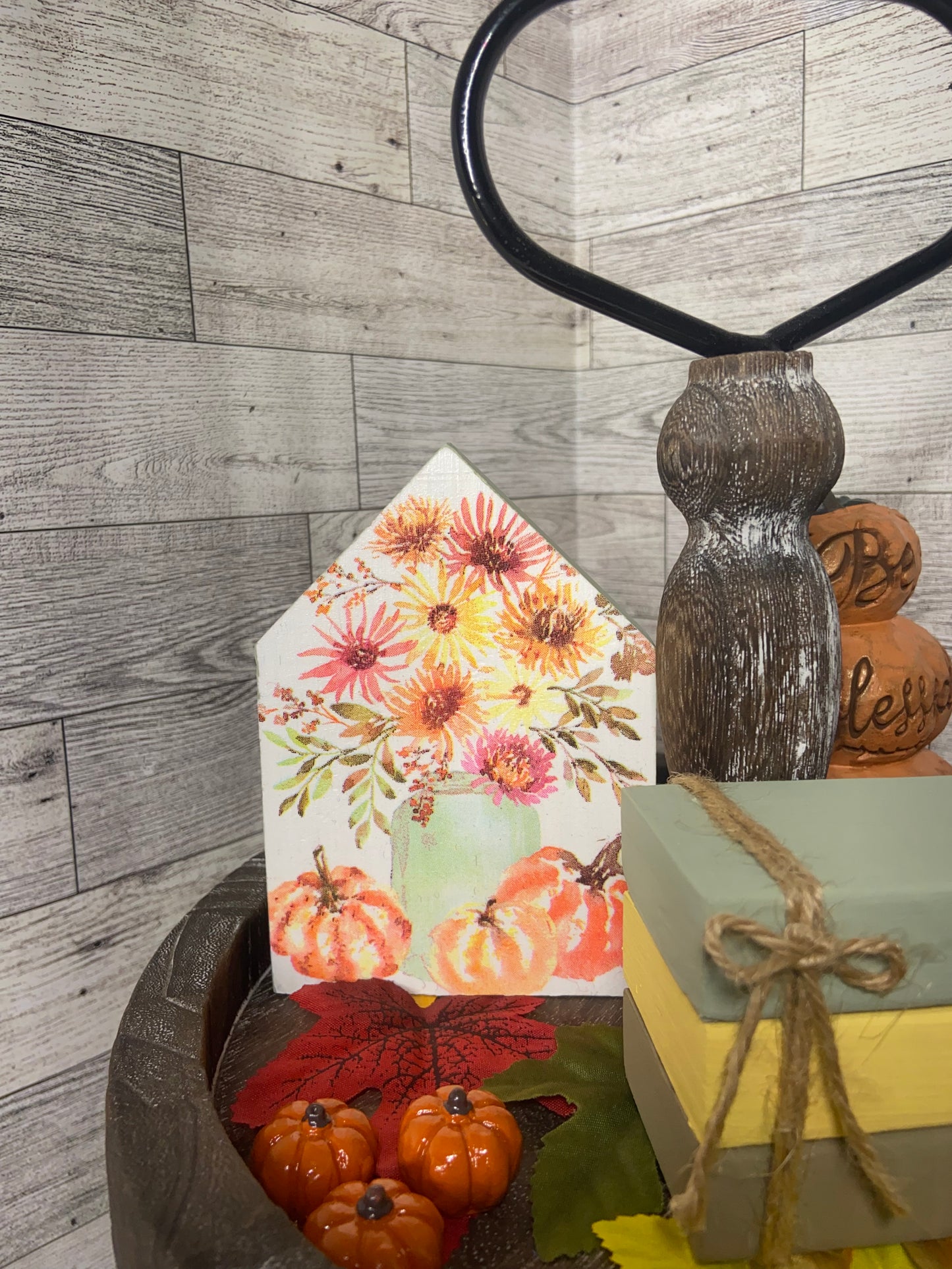 Flowers in a Jar - Medium Fall Tiered Tray House