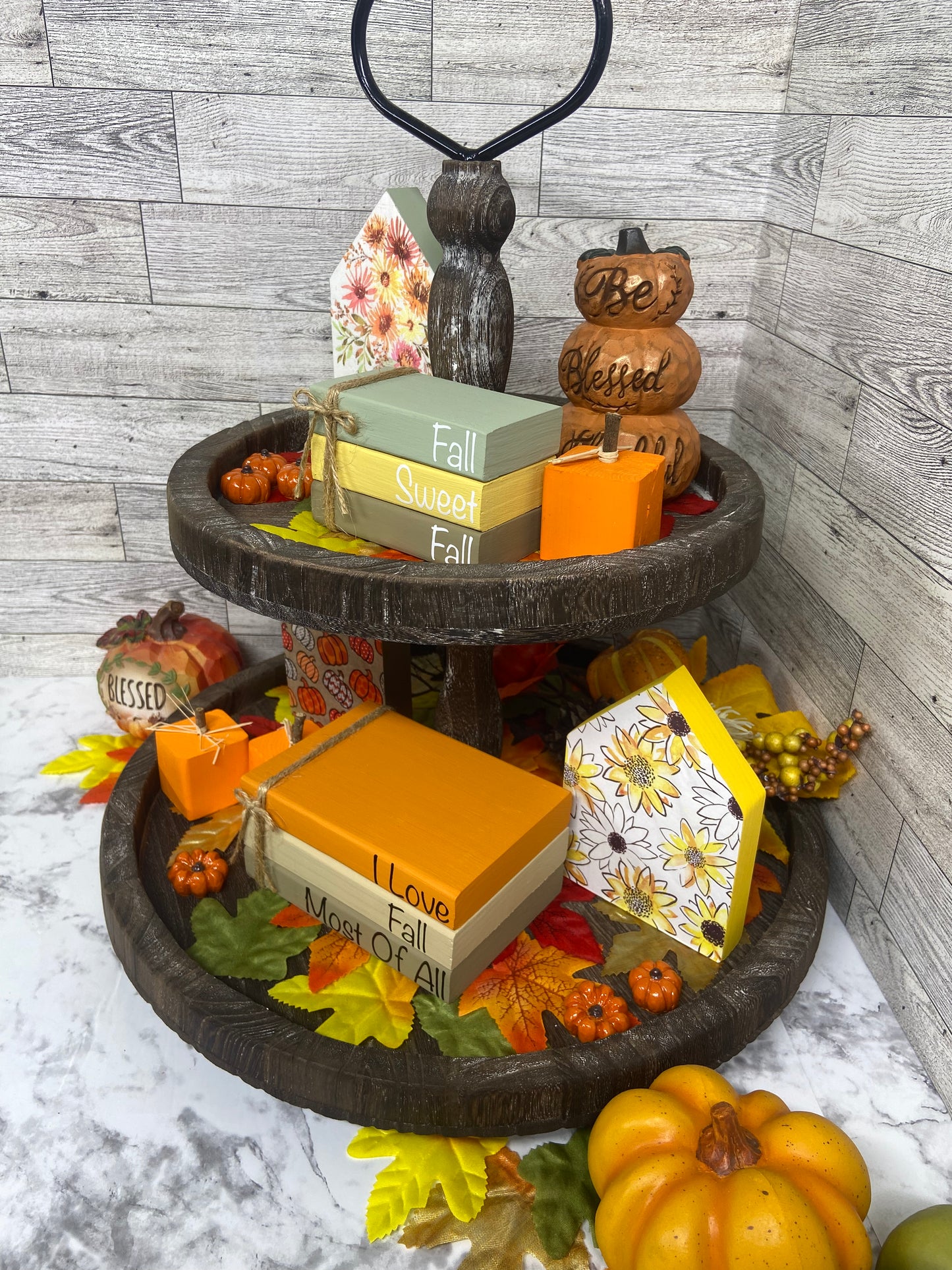 Yellow Flower - Medium Fall Tiered Tray House