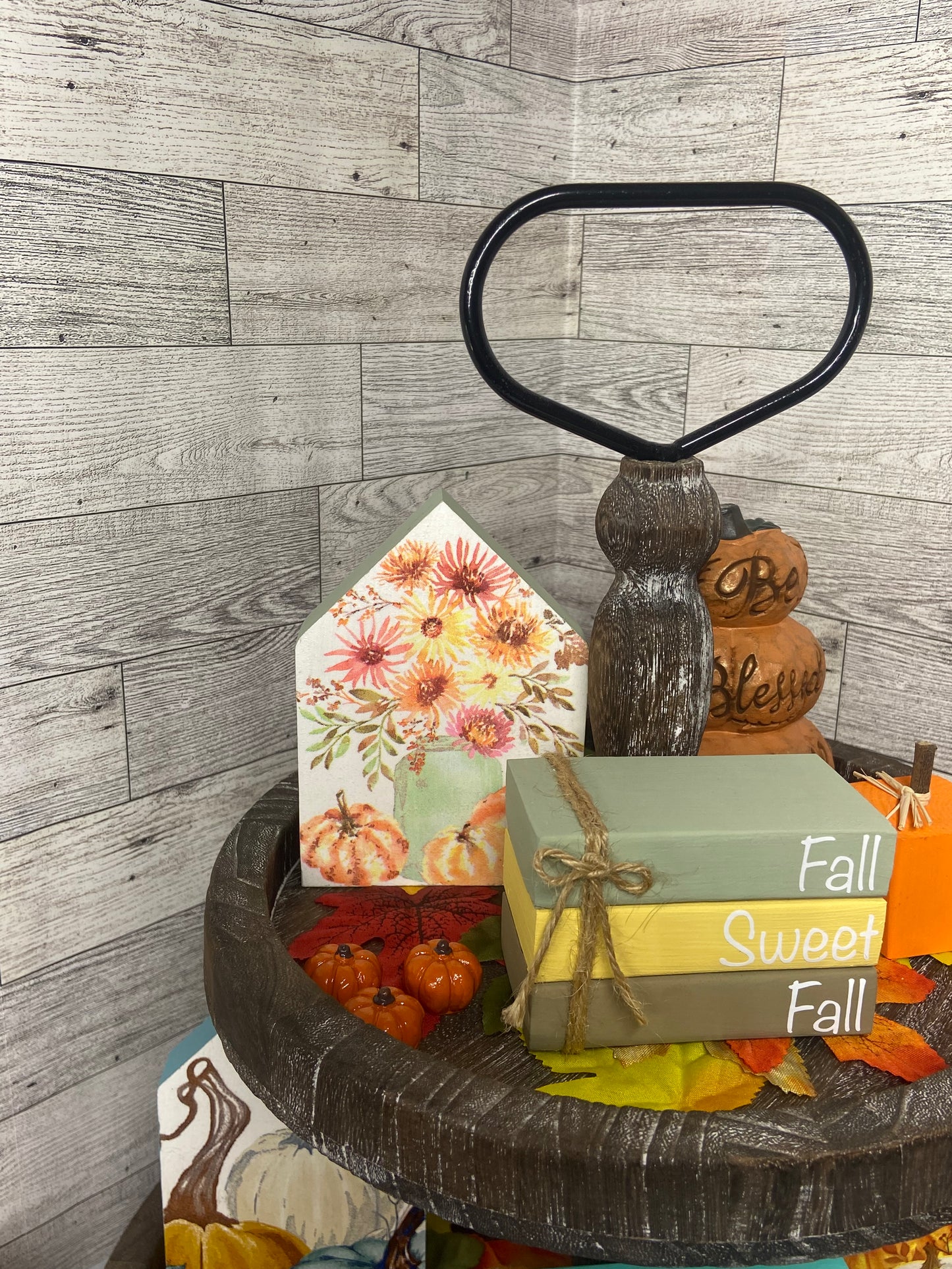 Flowers in a Jar - Medium Fall Tiered Tray House