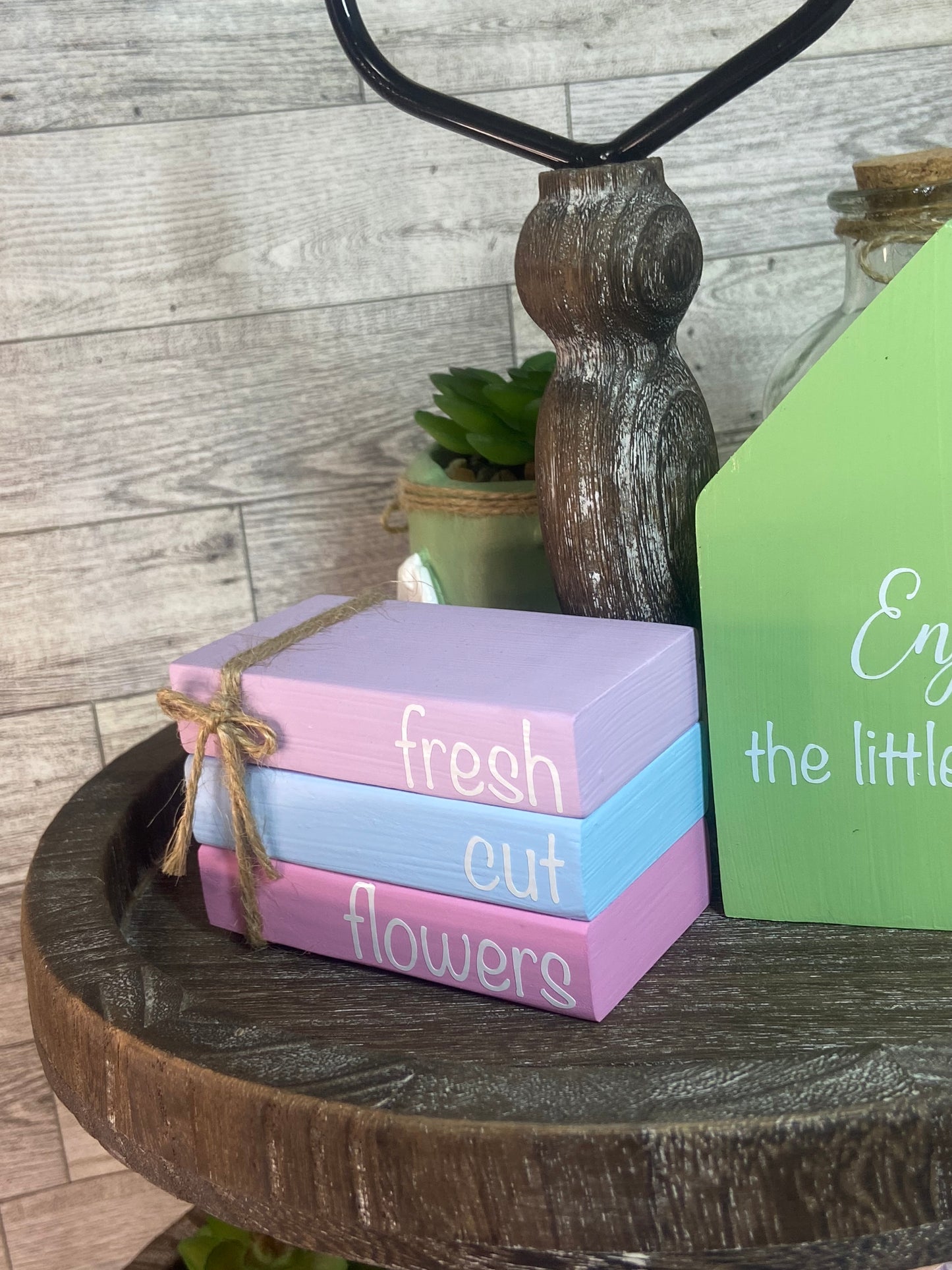 Fresh Cut Flowers - Small Tiered Tray Book Stack