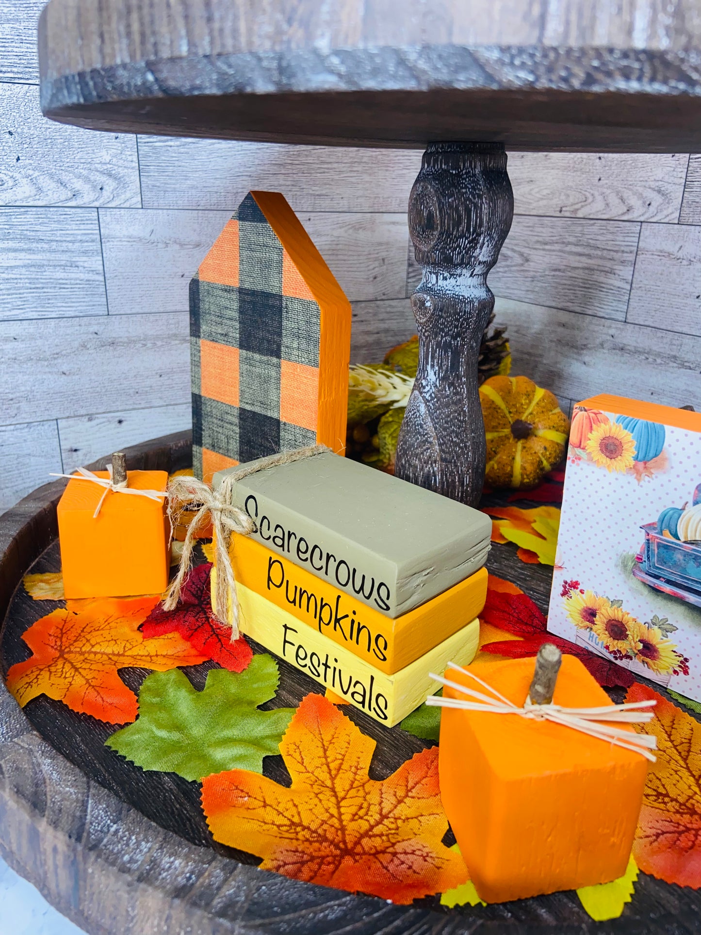 Scarecrows Pumpkins Festivals - Small Tiered Tray Book Stack