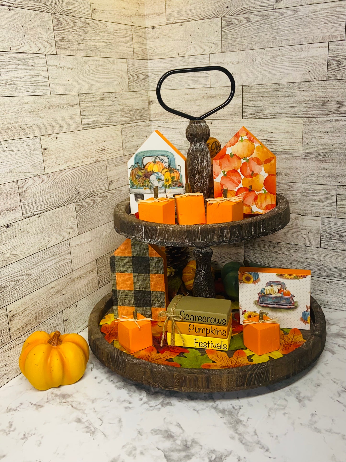 Scarecrows Pumpkins Festivals - Small Tiered Tray Book Stack