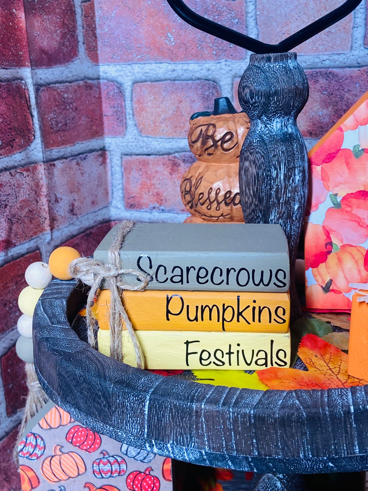 Scarecrows Pumpkins Festivals - Small Tiered Tray Book Stack