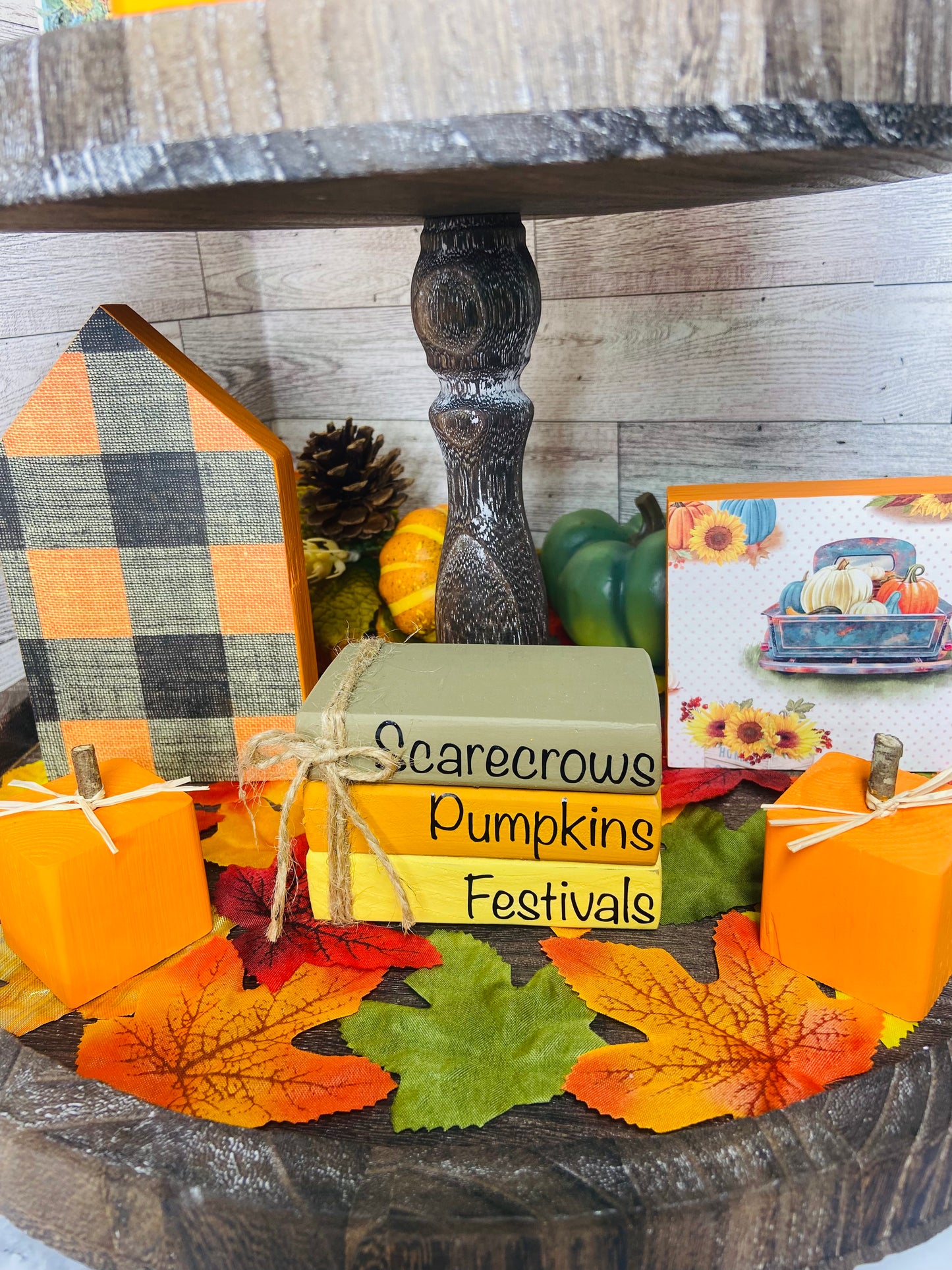 Scarecrows Pumpkins Festivals - Small Tiered Tray Book Stack