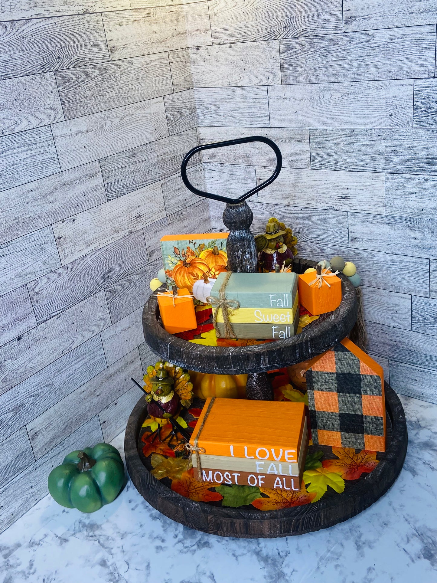 Orange Plaid - Large Tiered Tray House