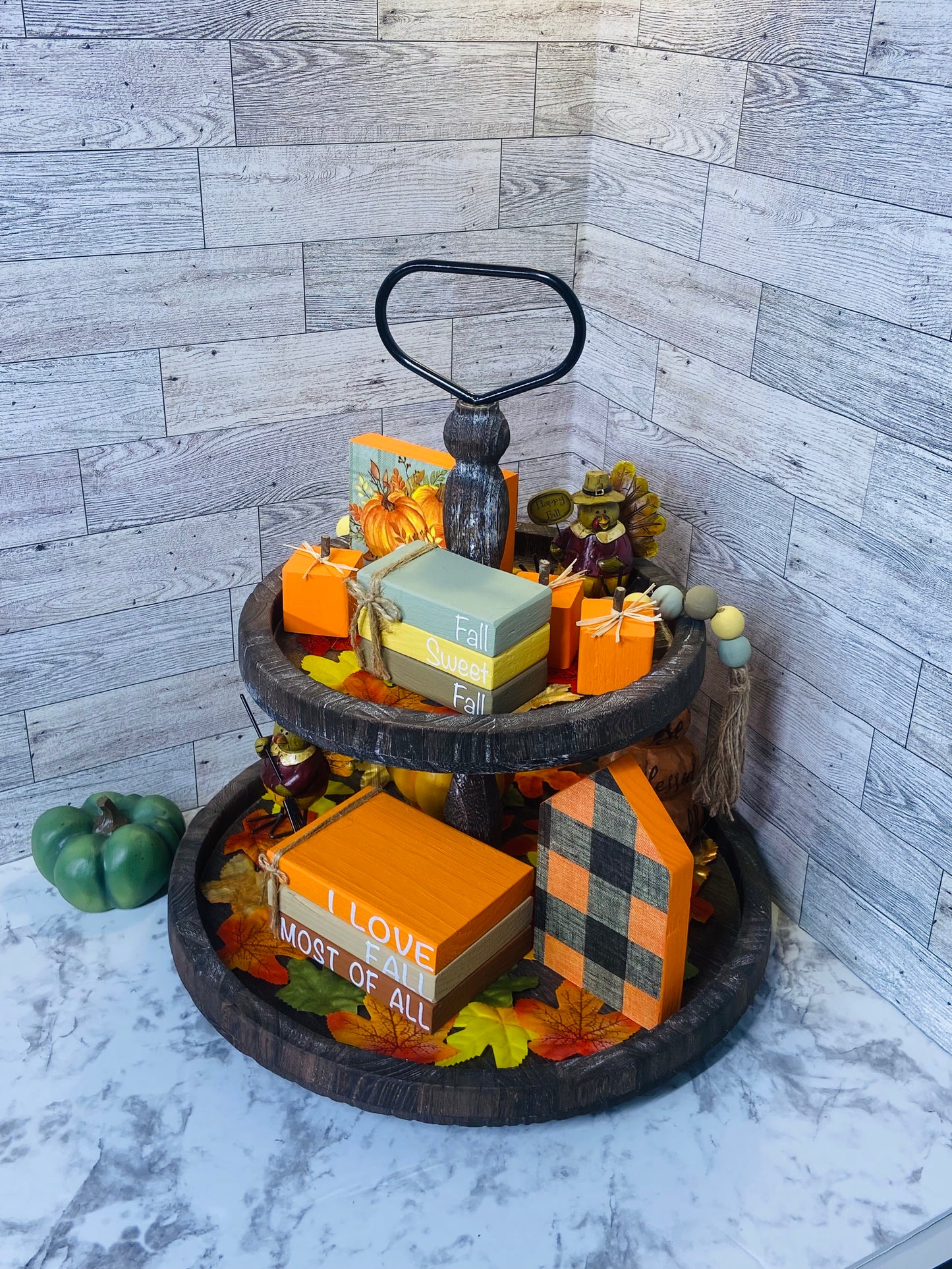 Orange Plaid - Large Tiered Tray House