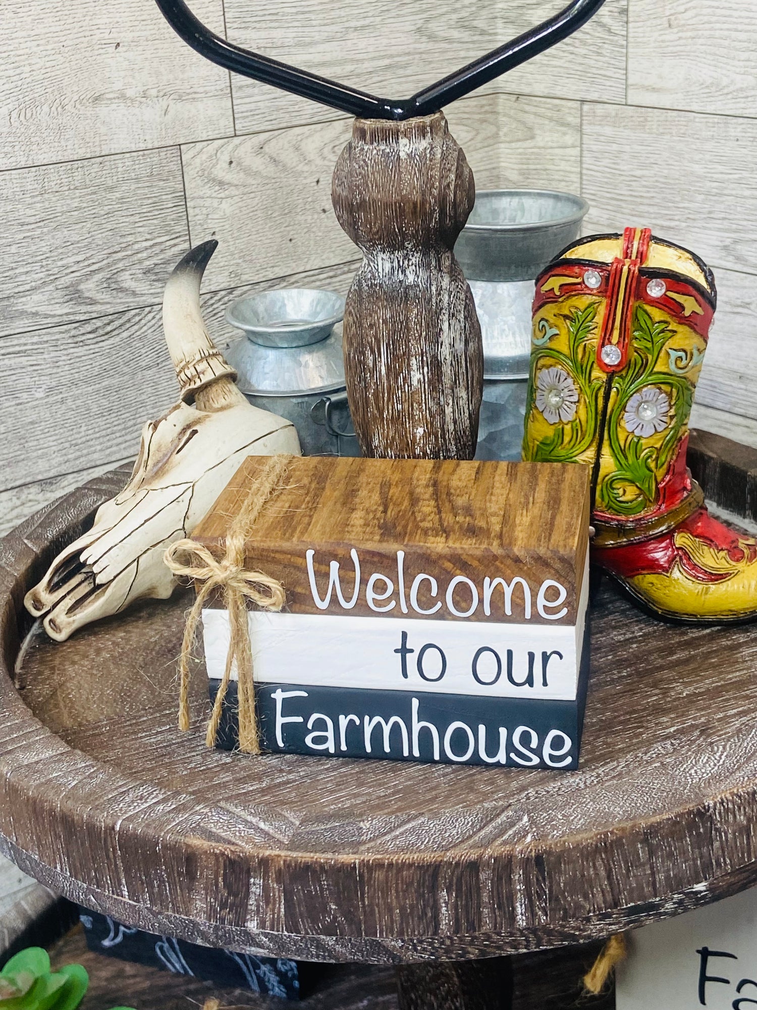 Farmhouse Tiered Tray Book Stacks