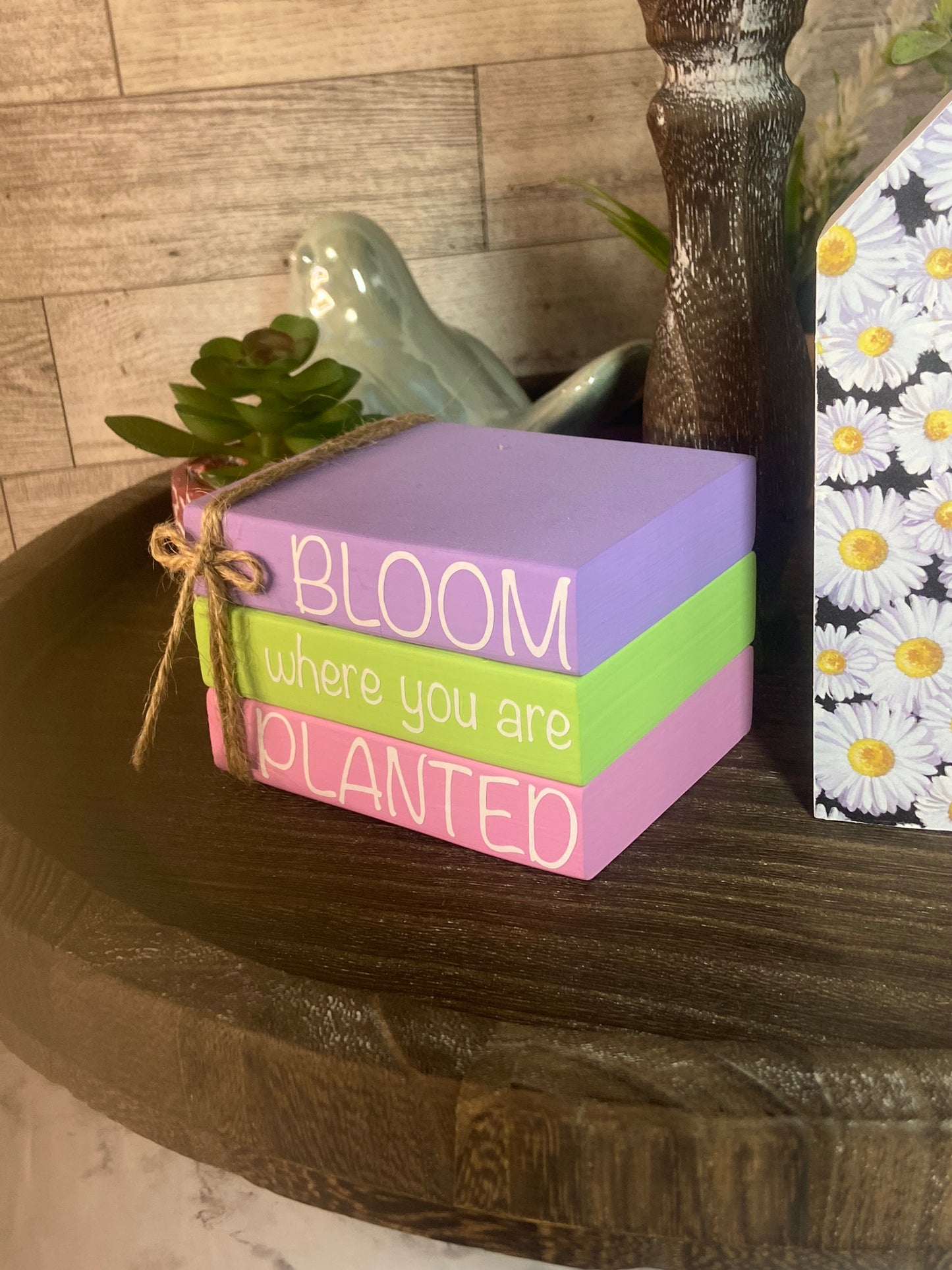 Bloom where you are Planted - Medium Tiered Tray Book Stack