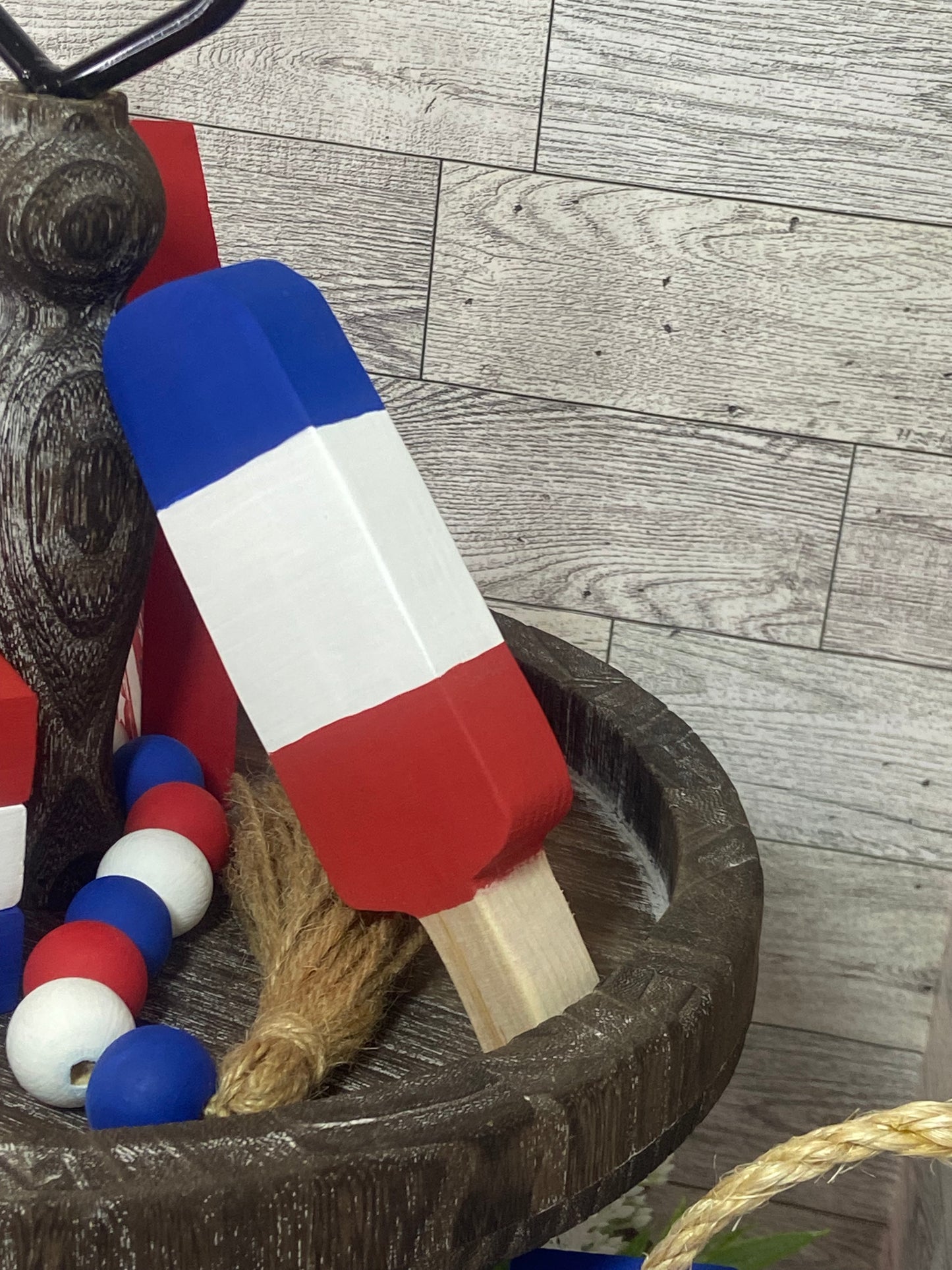 Red, White, & Blue Popsicle - Tiered Tray Decor