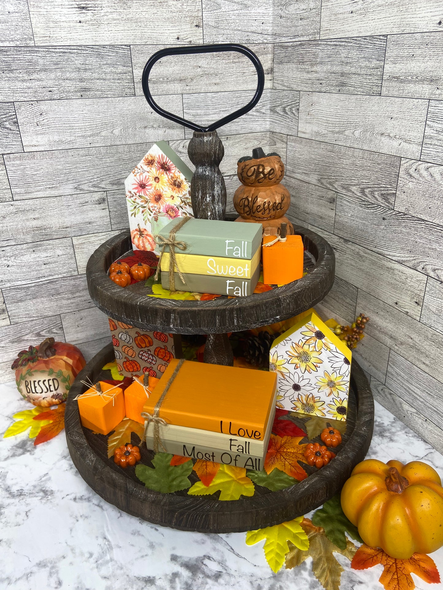Flowers in a Jar - Medium Fall Tiered Tray House