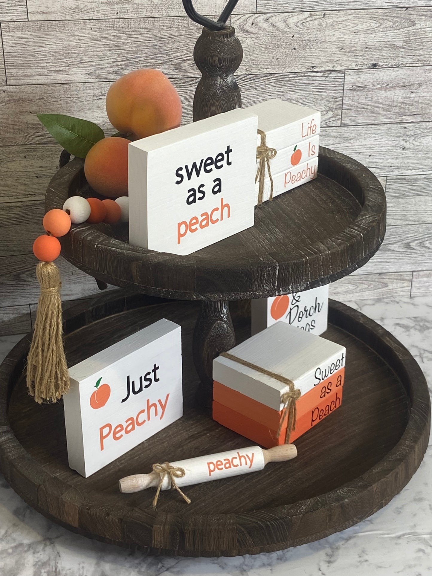 Sweet as a Peach - Medium Tiered Tray Book Stack